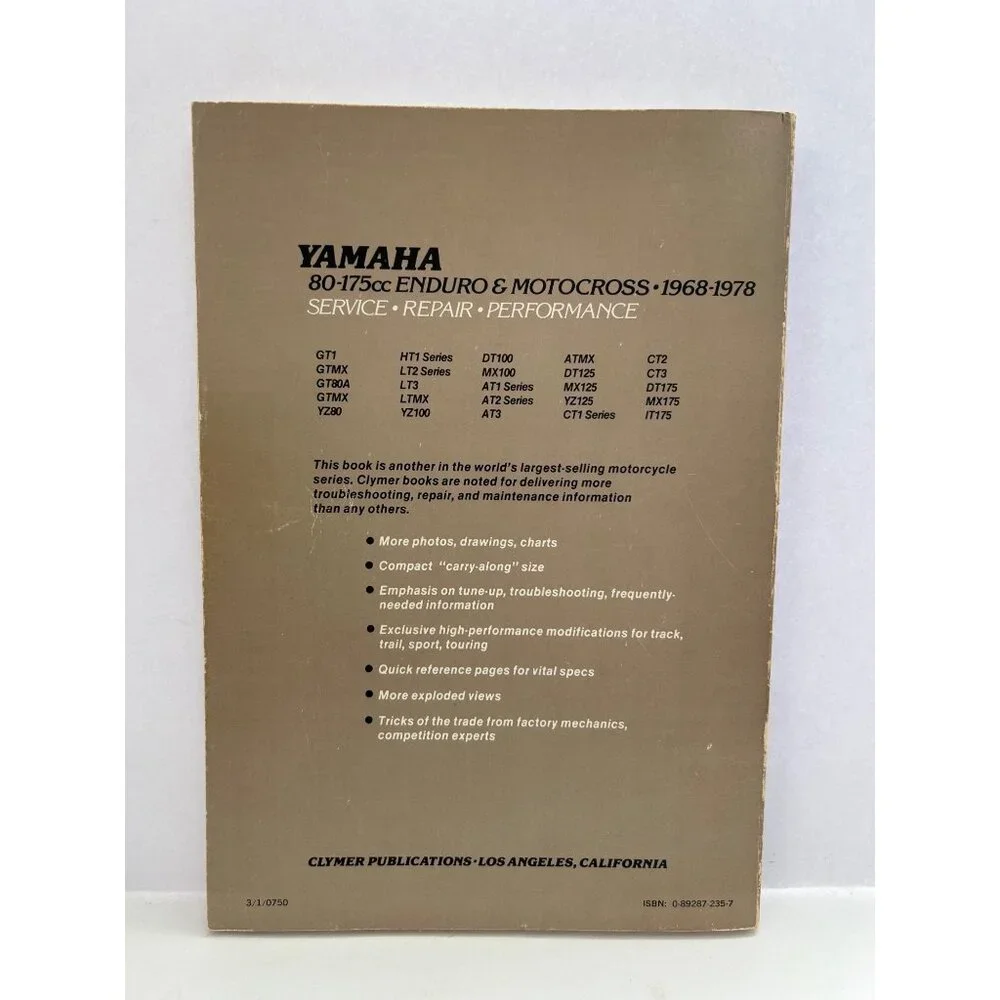 Yamaha 80-175cc Enduro & Motocross 1968-1978 Manual Competition Experts Repair - Picture 2 of 8
